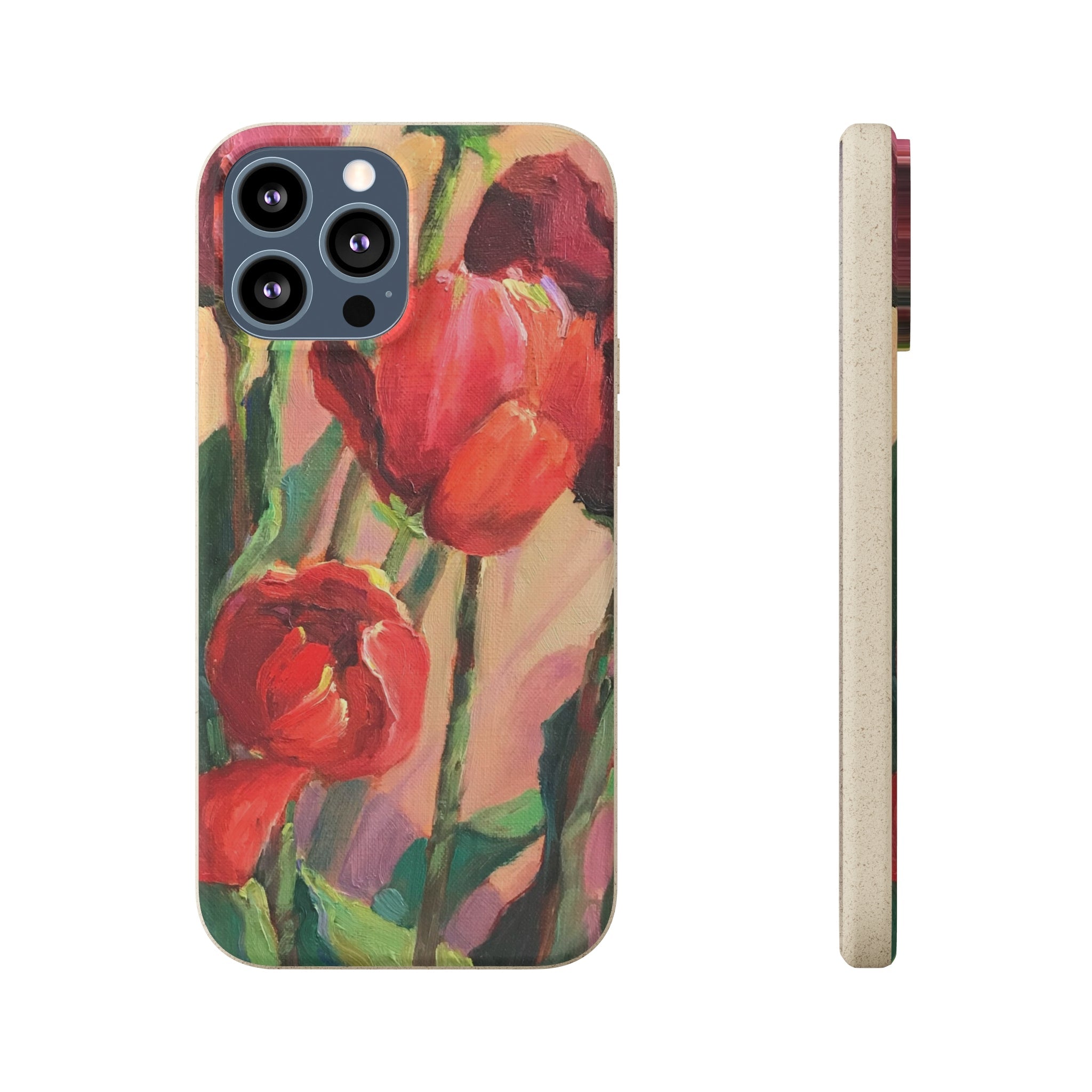 Biodegradable Phone Case with 'Red Tulips' Floral Original Artwork by Barbara Cleary-26