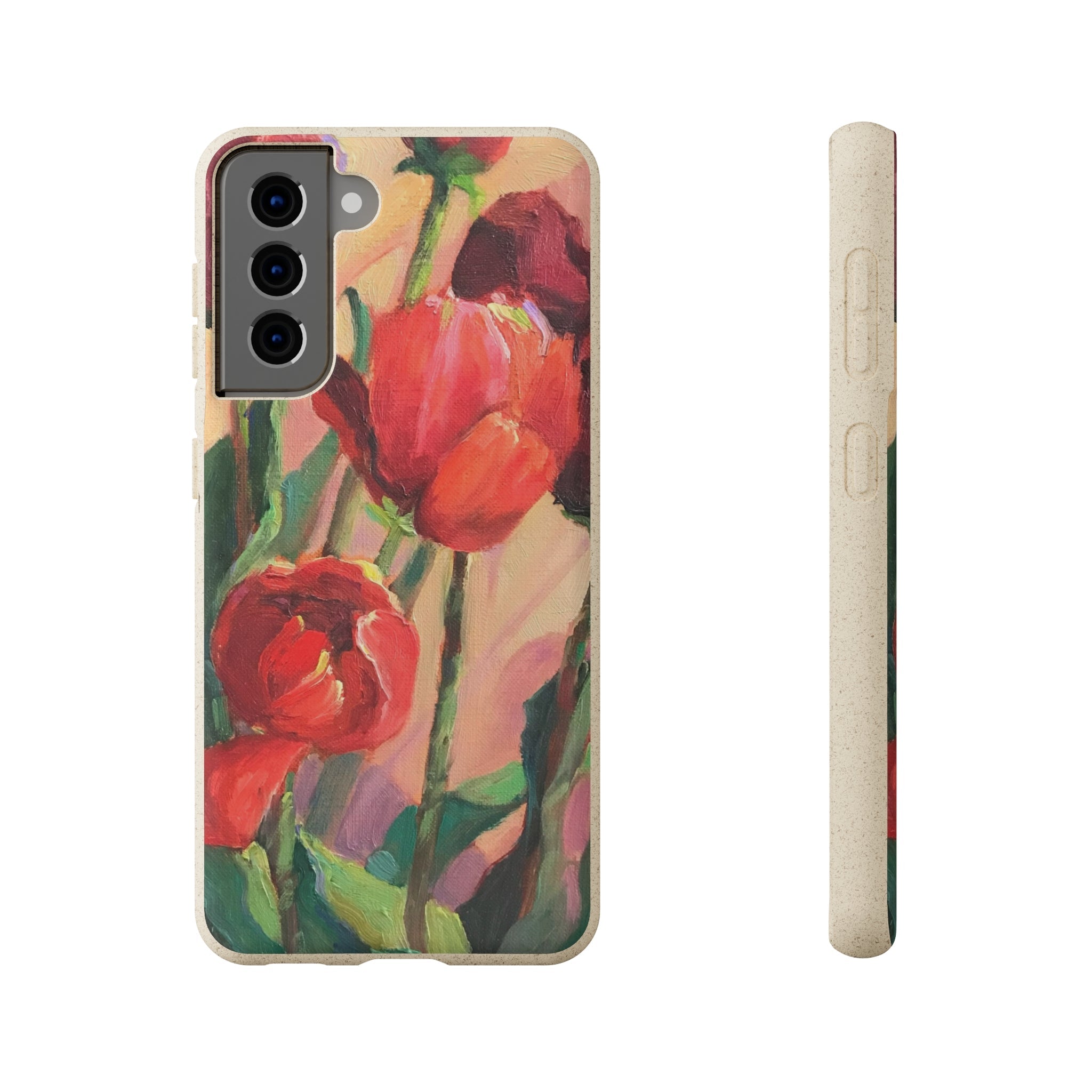 Biodegradable Phone Case with 'Red Tulips' Floral Original Artwork by Barbara Cleary-36