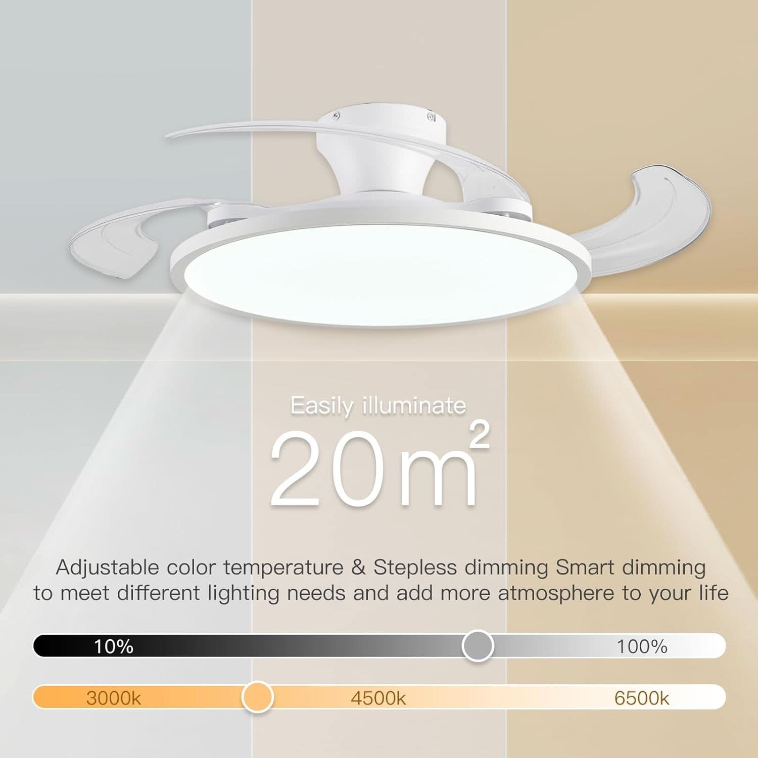42 Inch Retractable Ceiling Fan Featuring Lighting-4
