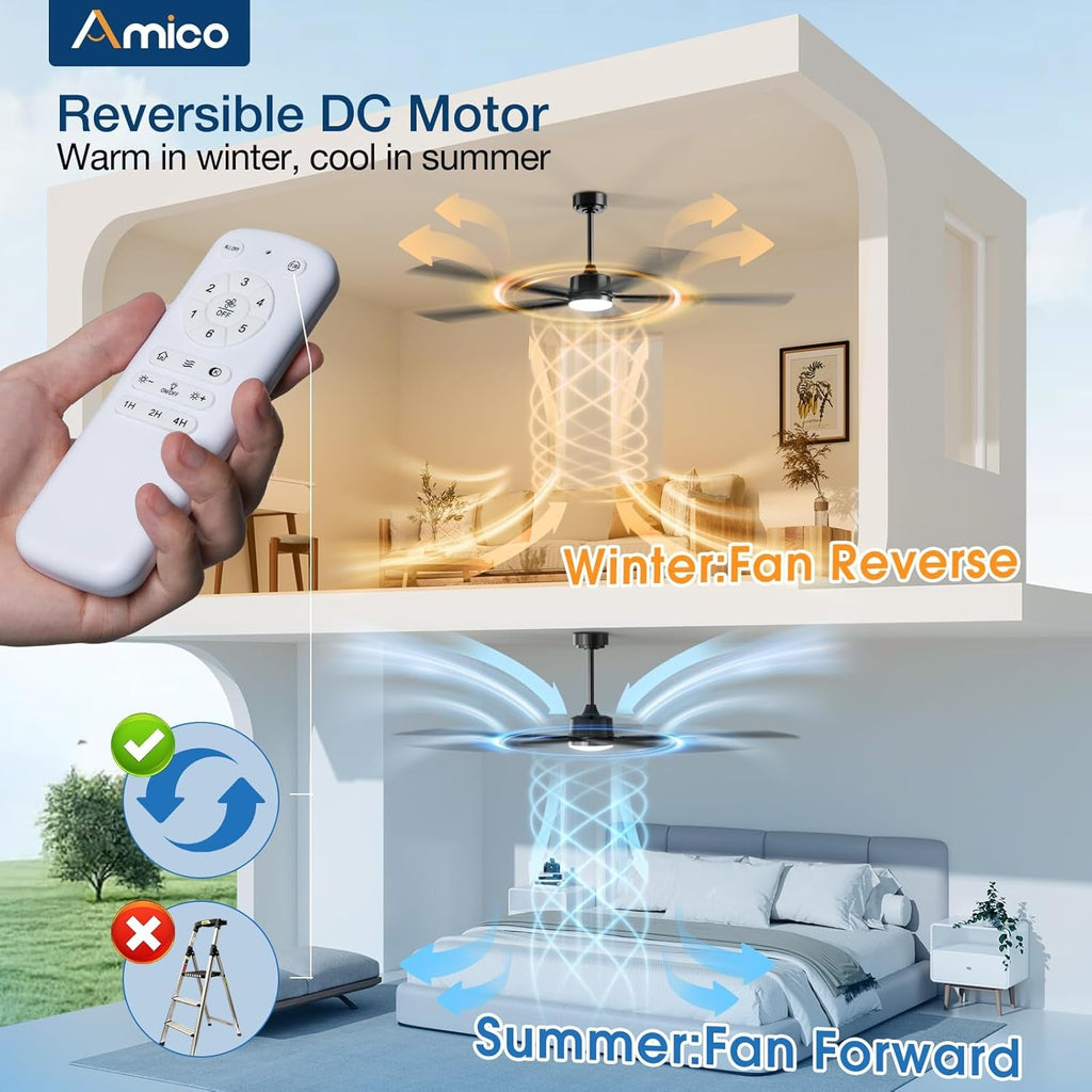 Black 62 Inch Ceiling Fan Energy Efficient LED Lighting-4