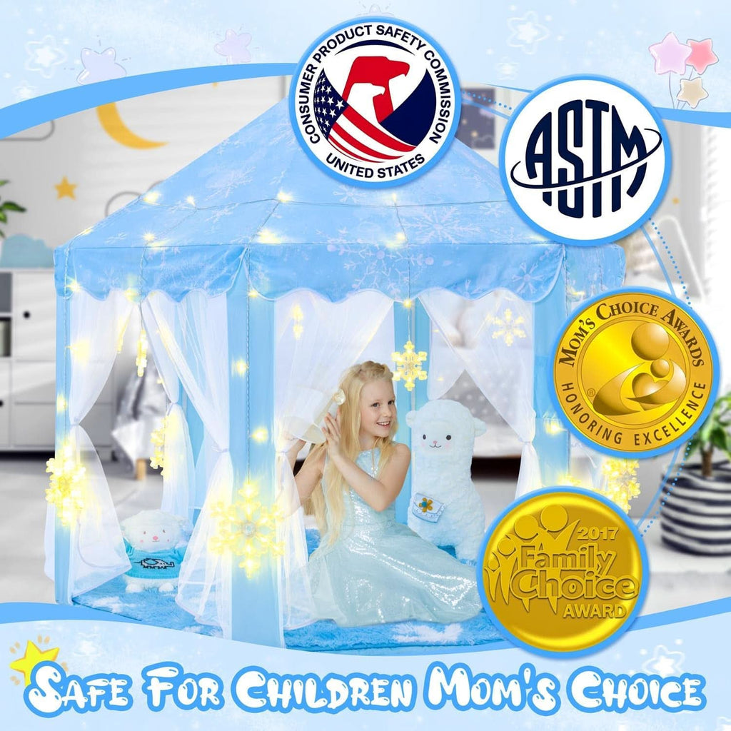 Blue Frozen Princess Tent 55x53 Inches Snow flake Lights-2