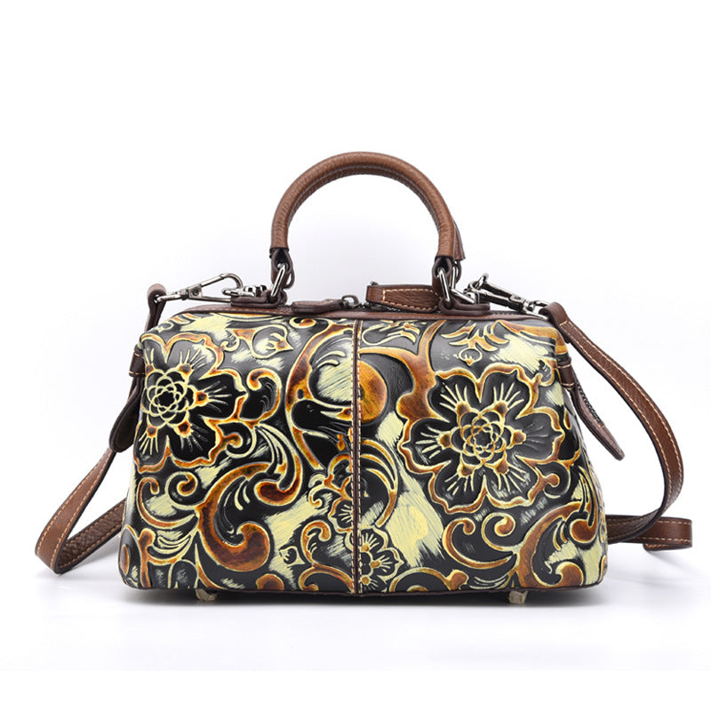 Personalized Hand-printed Cowhide Handbag for Women