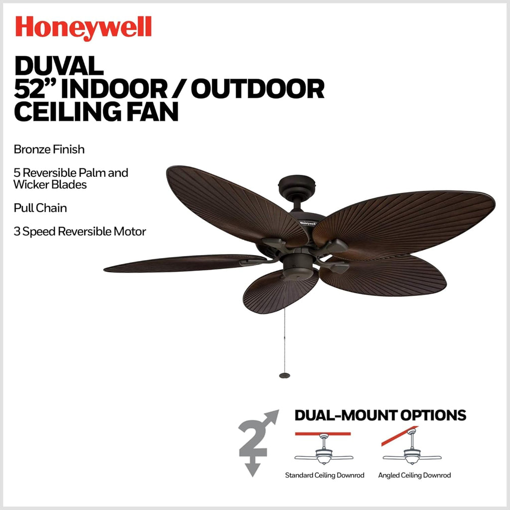 52 Inch Bronze Ceiling Fan Handcrafted Leaf Blades Outdoor-2