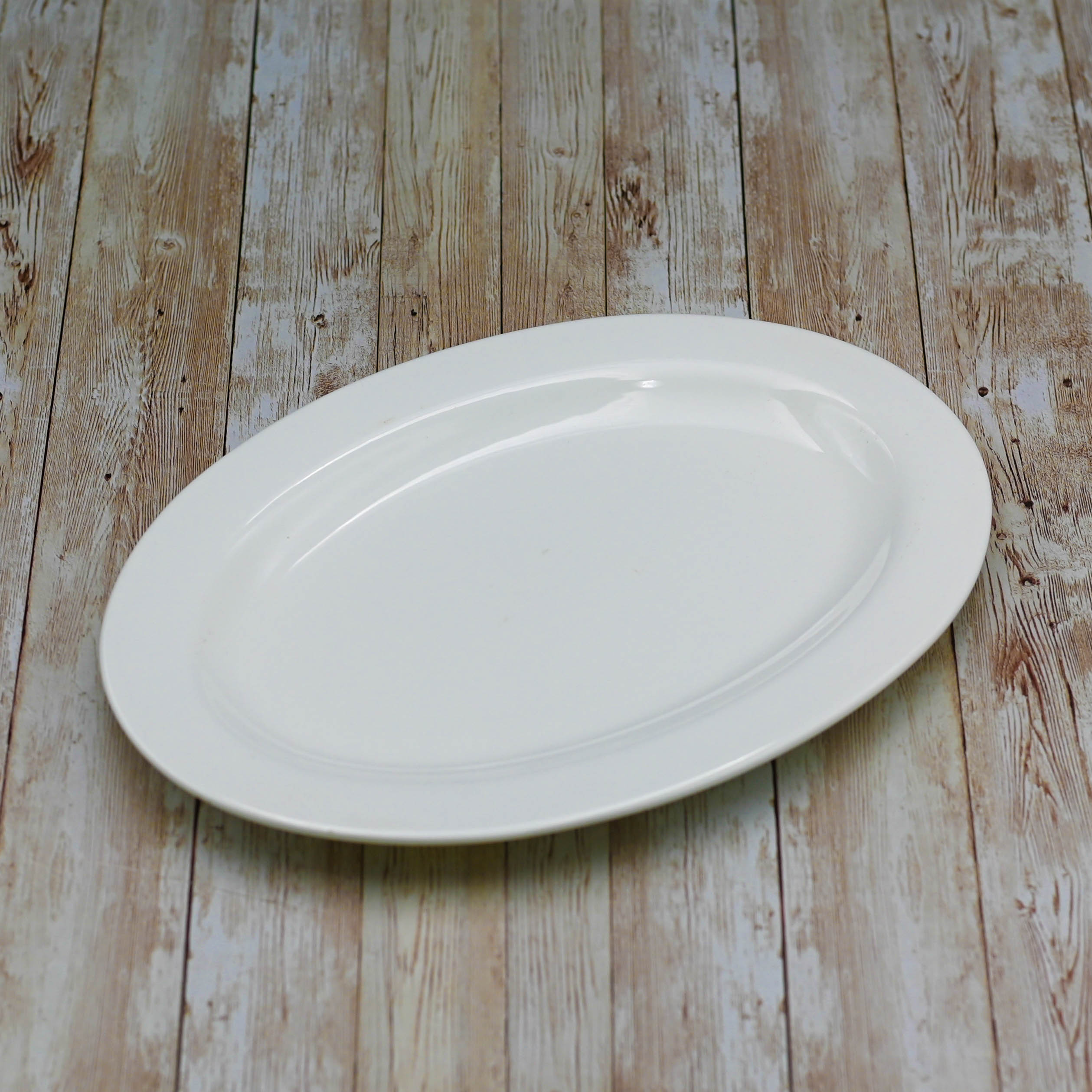 Professional Rolled Rim White Oval Plate / Platter 16" inch |-0