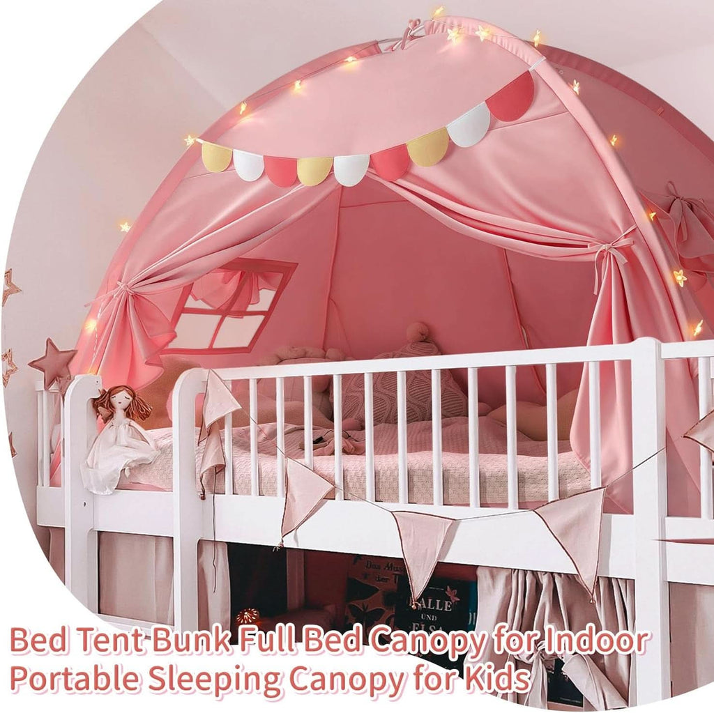 Pink Full Size Canopy Tent Dual Door Access Blackout Fabric-4