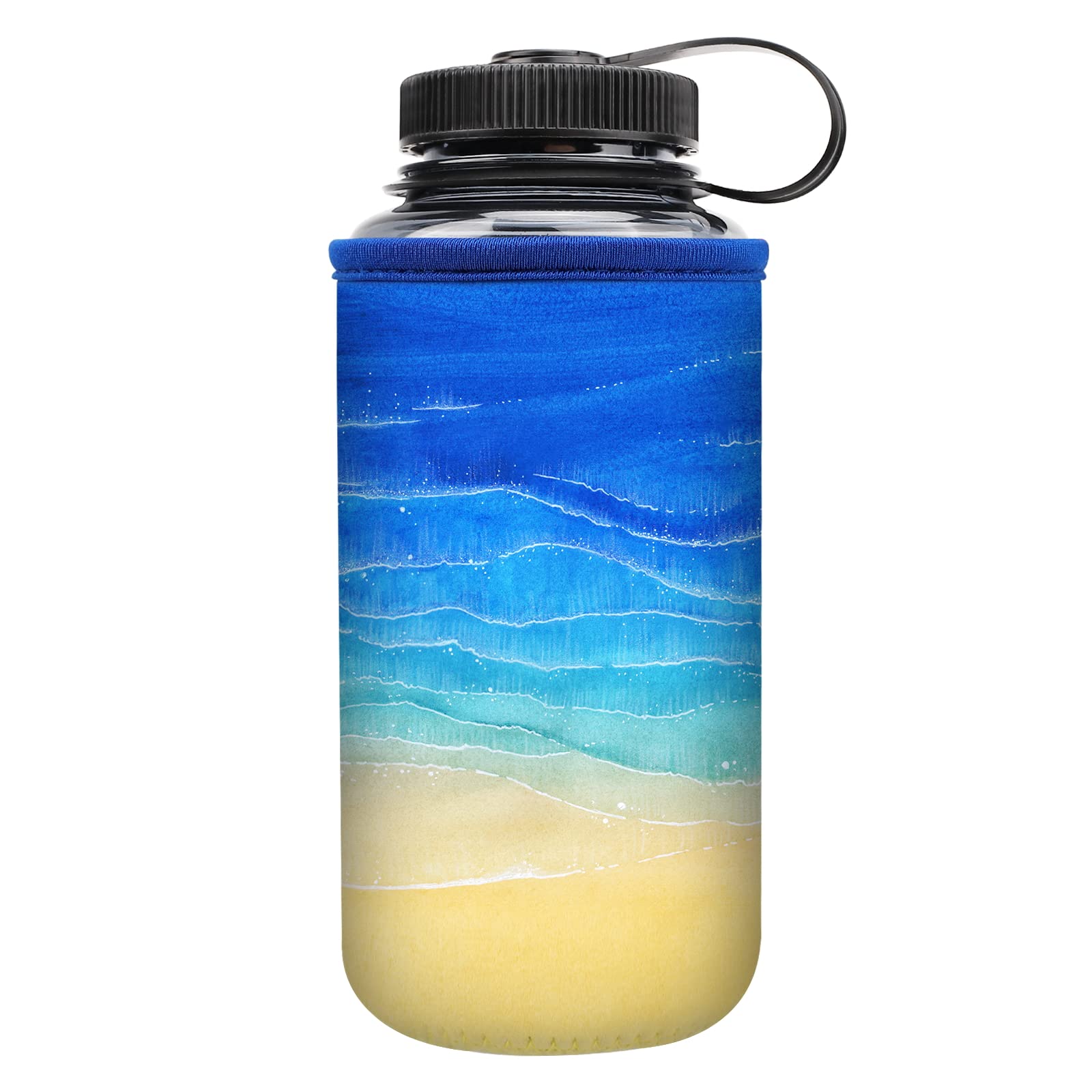 YR Reusable Neoprene Insulator Sleeve Holder for Nalgene Water Bottle Water Bottle Cooler for Nalgene Water Bottle Sleeve fits Nalgene (Beach 16oz Wide Mouth)