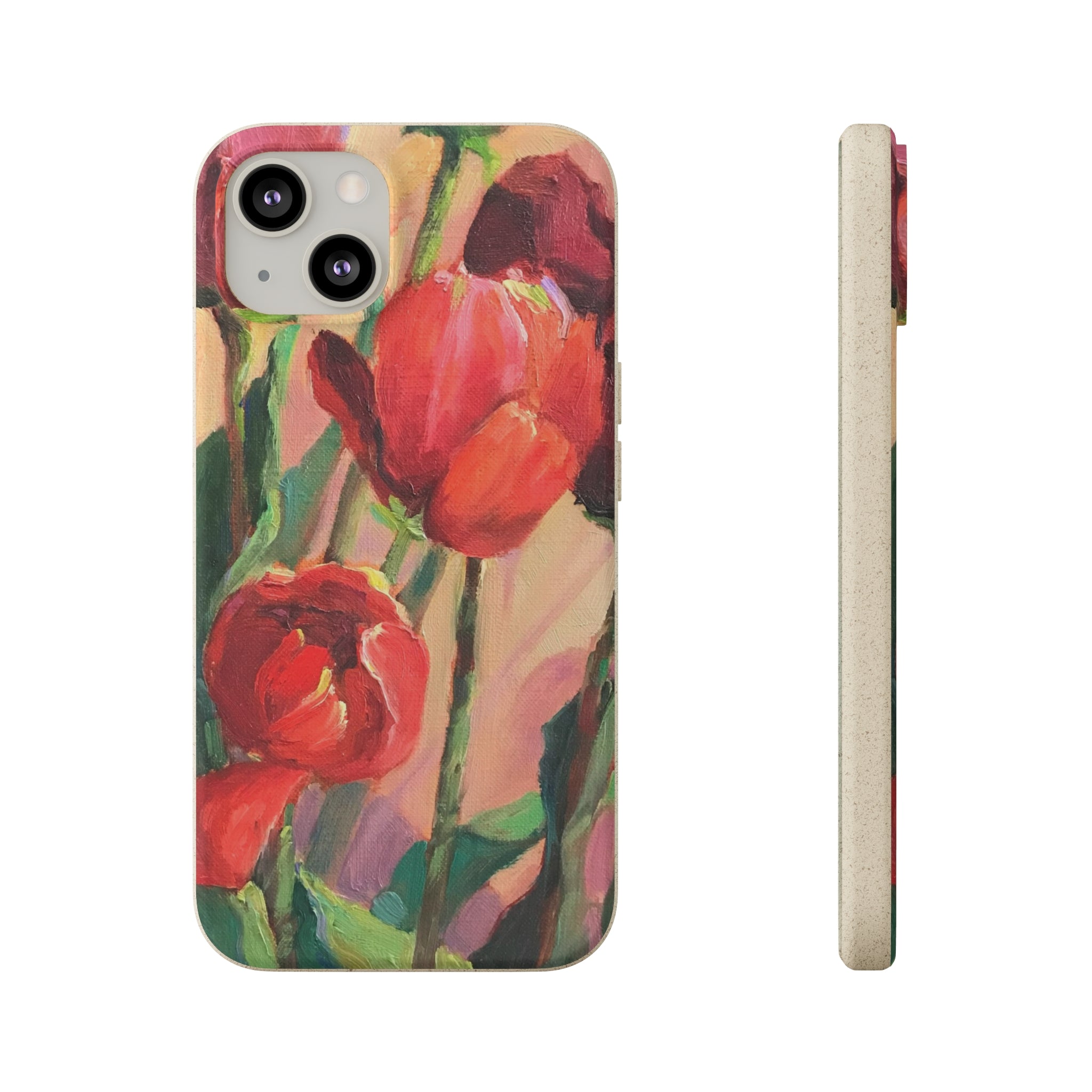 Biodegradable Phone Case with 'Red Tulips' Floral Original Artwork by Barbara Cleary-23