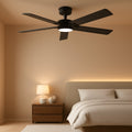 52Inch Matte Black Ceiling Fan Remote Dimmable LED Lights-0
