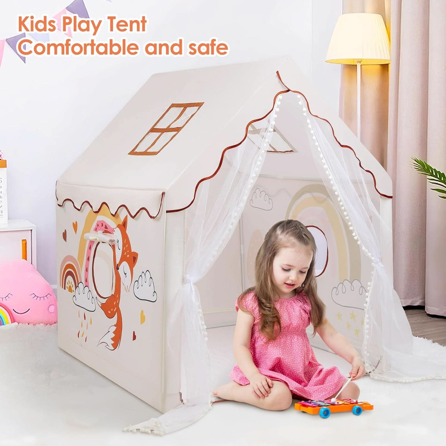 Extra Large Foldable Toddlers Play Tent With Windows-3