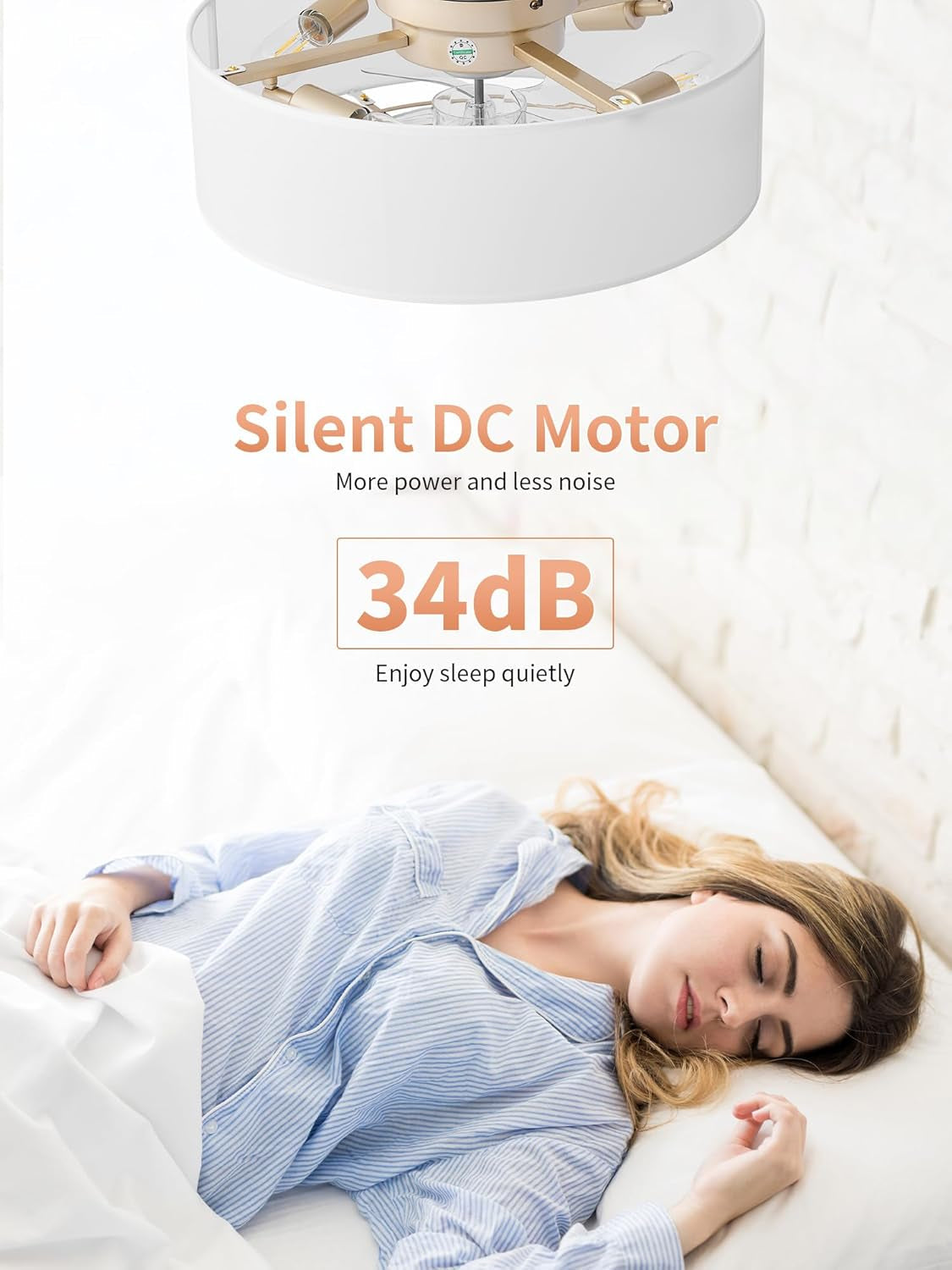 20Inch Boho Bladeless Flush Ceiling Fan Ambient Light-2