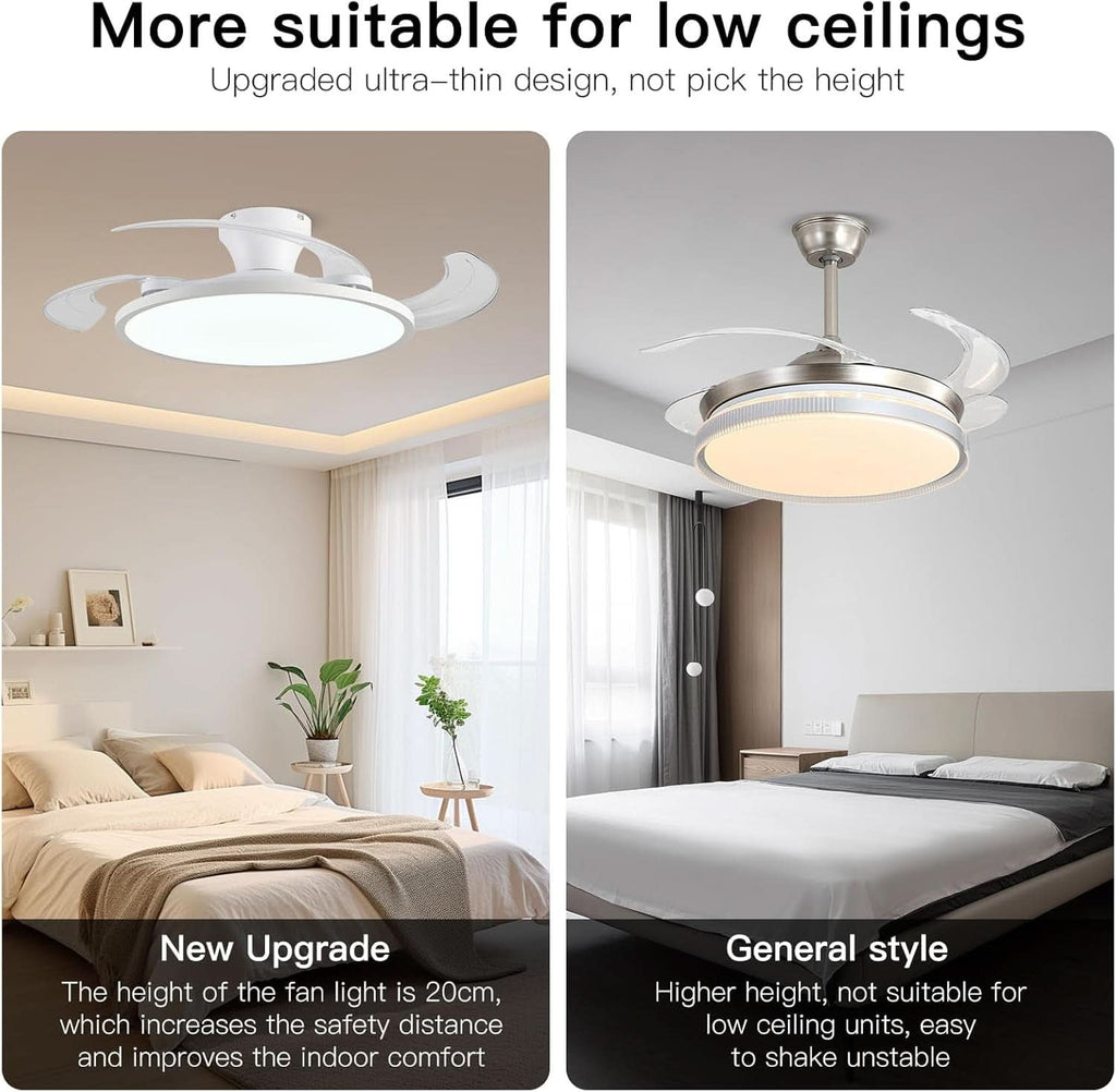 42 Inch Retractable Ceiling Fan Featuring Lighting-3
