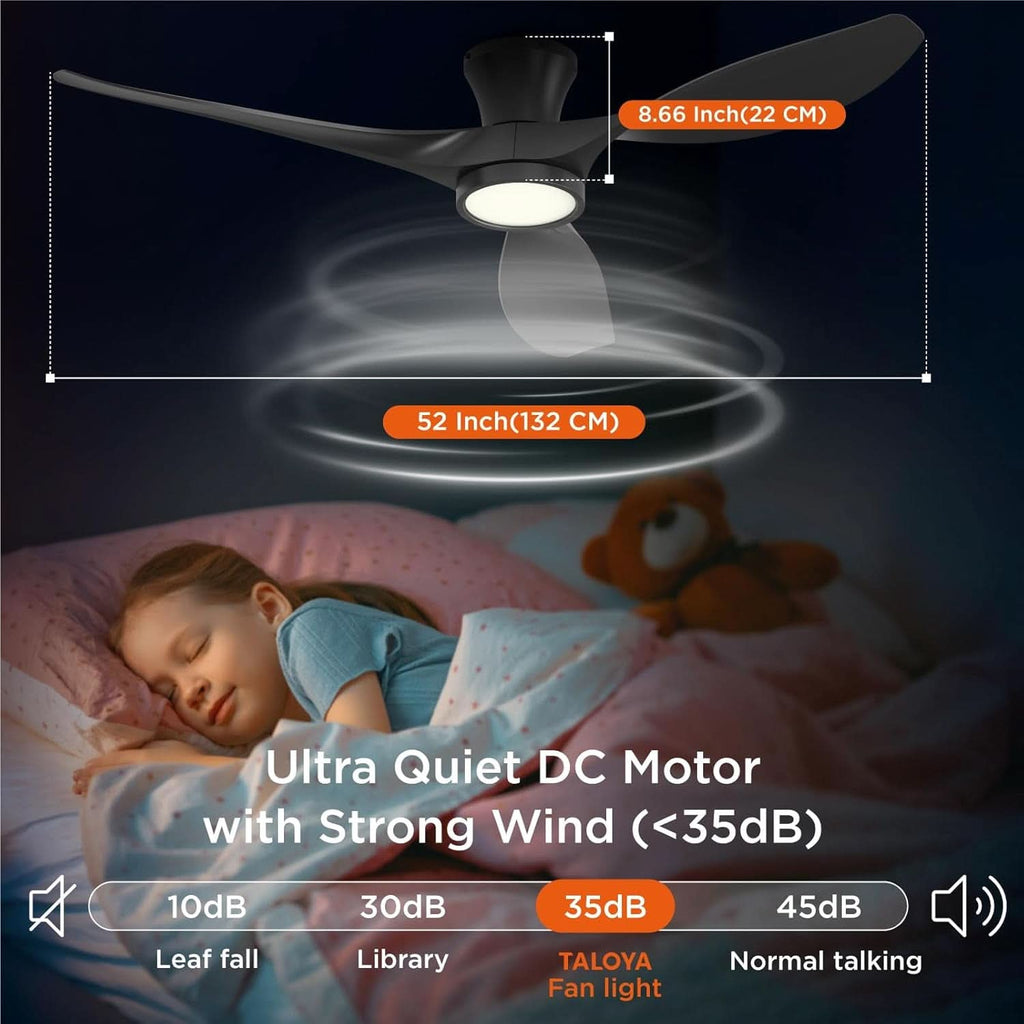 52 Inch Black Ceiling Fan With Integrated Led Lighting-4