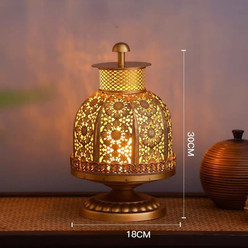 Vintage Moroccan Gold Lattice Candle Holder-5