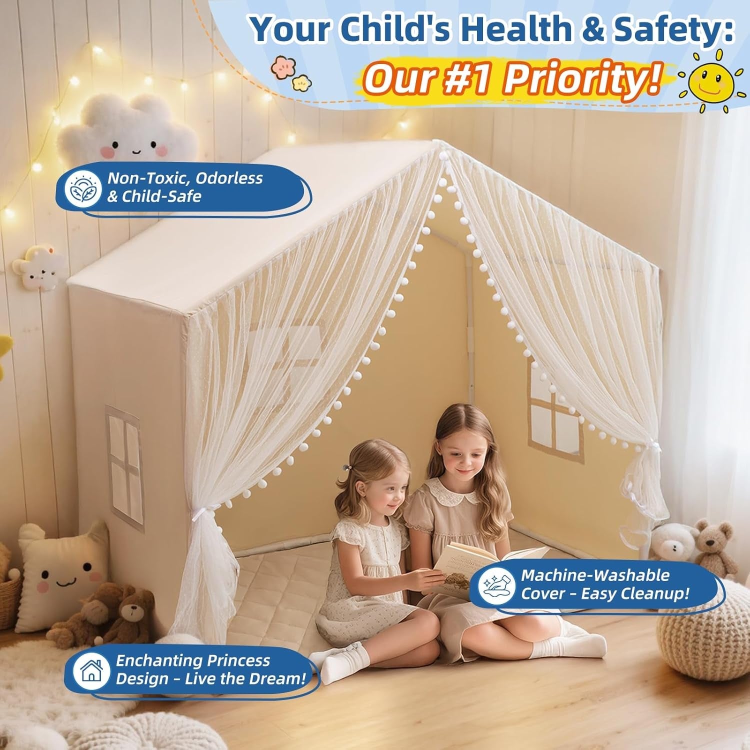 55In Superior Oversized Cushioned Indoor Play Tent