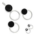 Natural Gemstone Circle Pendant Earrings Jewelry Set 925 Sterling Silver AGT1001 T-1012-2