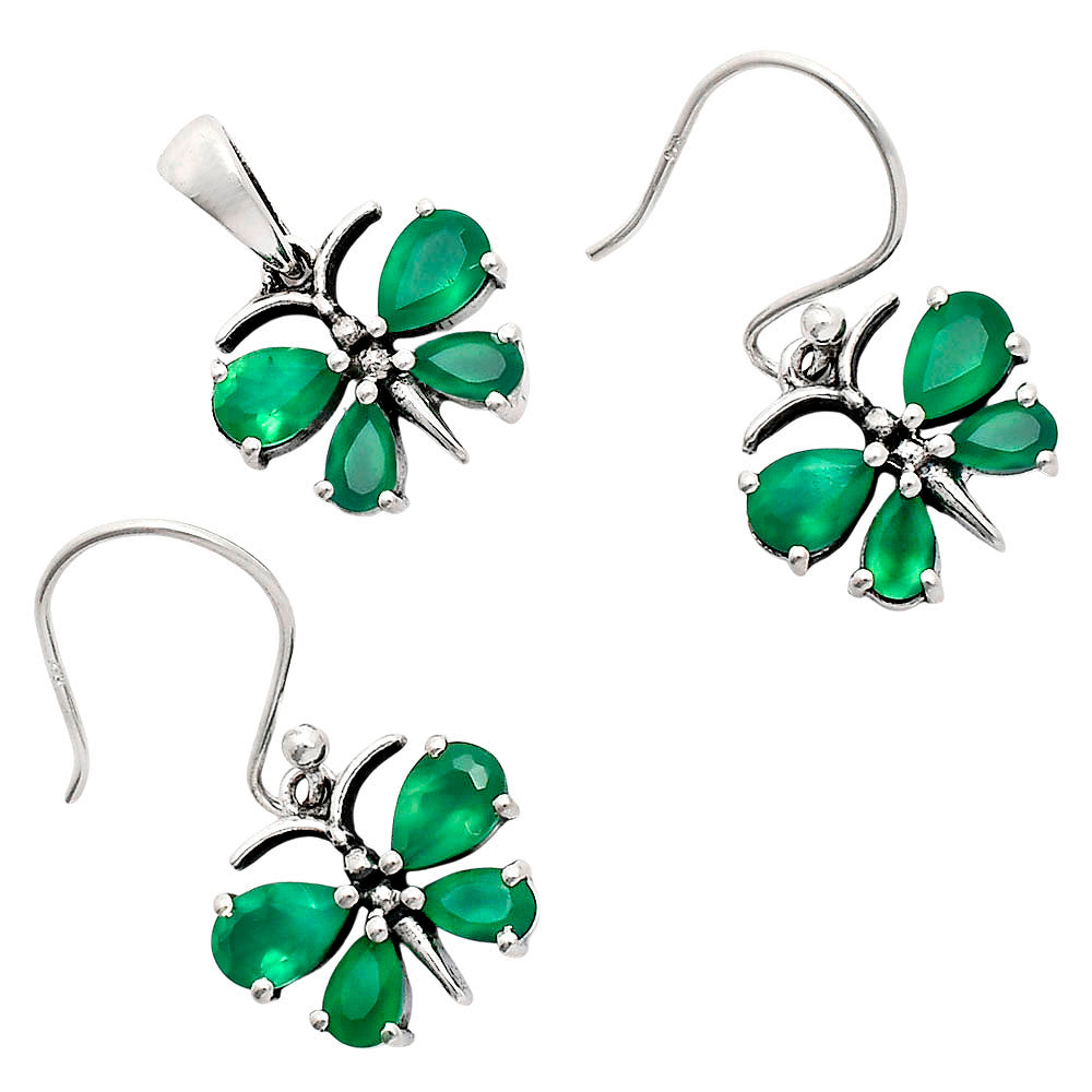 Butterfly Gemstone Jewelry Set 925 Sterling Silver Earrings Pendant AGT1003 T-1014-2