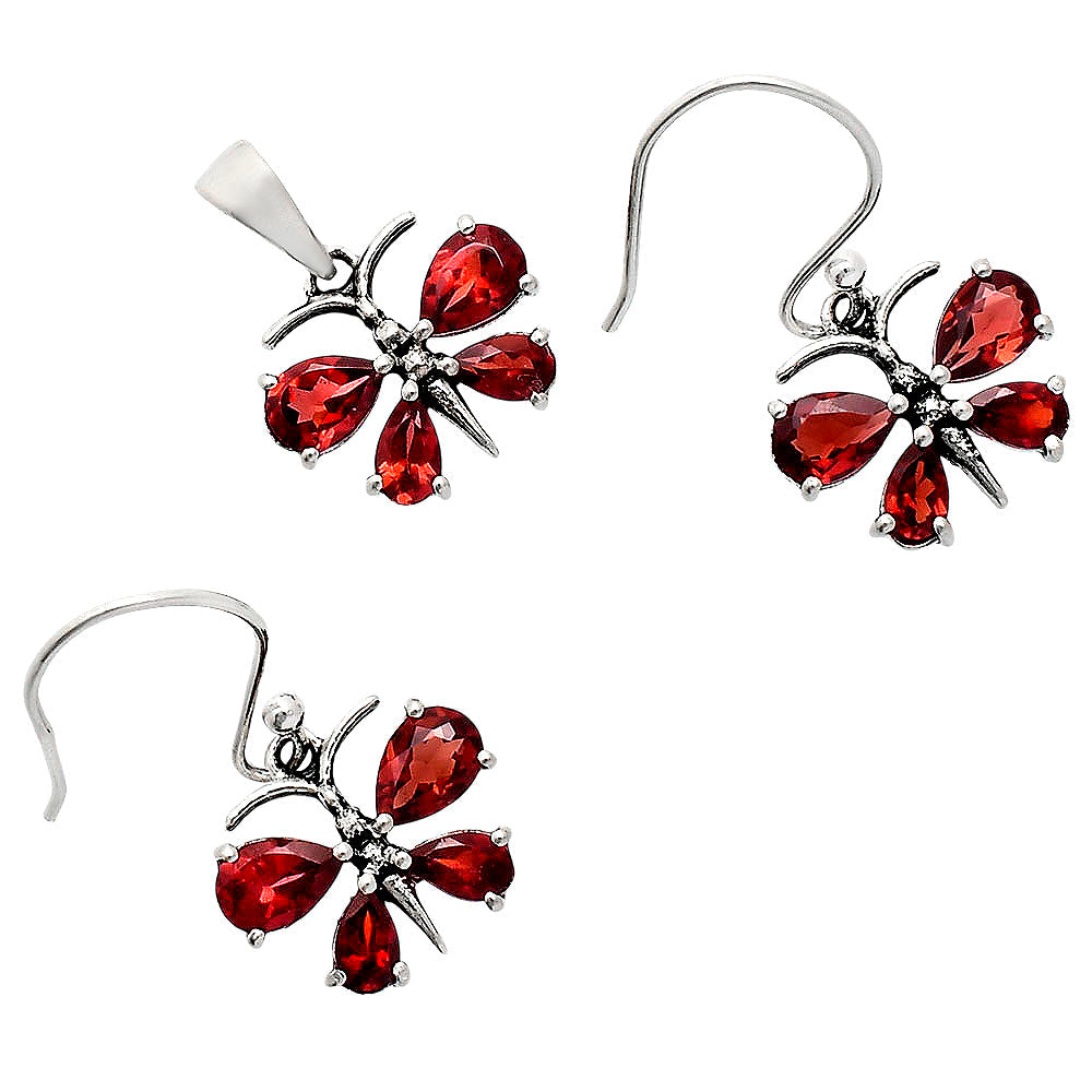 Butterfly Gemstone Jewelry Set 925 Sterling Silver Earrings Pendant AGT1003 T-1014-6