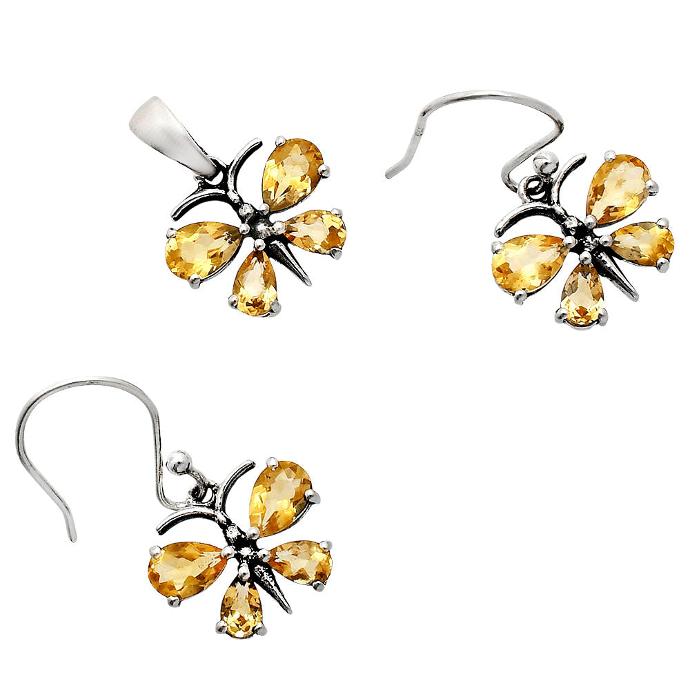 Butterfly Gemstone Jewelry Set 925 Sterling Silver Earrings Pendant AGT1003 T-1014-7