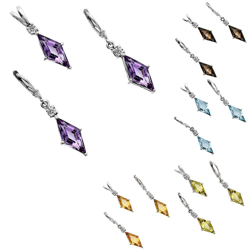 Marquise Gemstone Pendant Earrings Jewelry Set 925 Sterling Silver AGT1005 T-1016-1