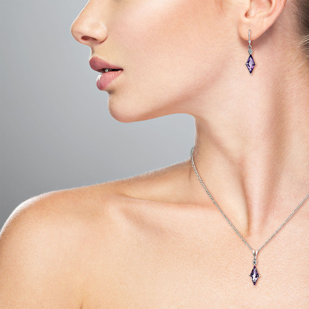 Marquise Gemstone Pendant Earrings Jewelry Set 925 Sterling Silver AGT1005 T-1016-0