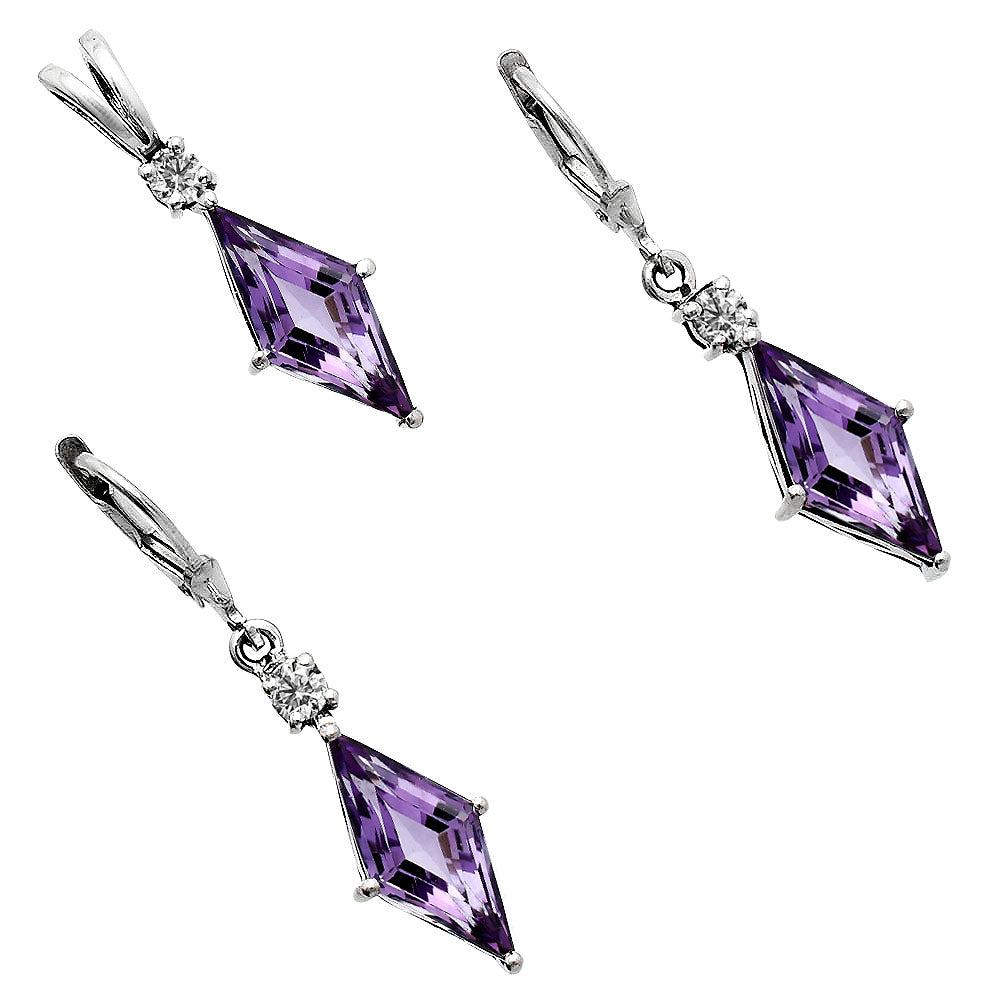 Marquise Gemstone Pendant Earrings Jewelry Set 925 Sterling Silver AGT1005 T-1016-2