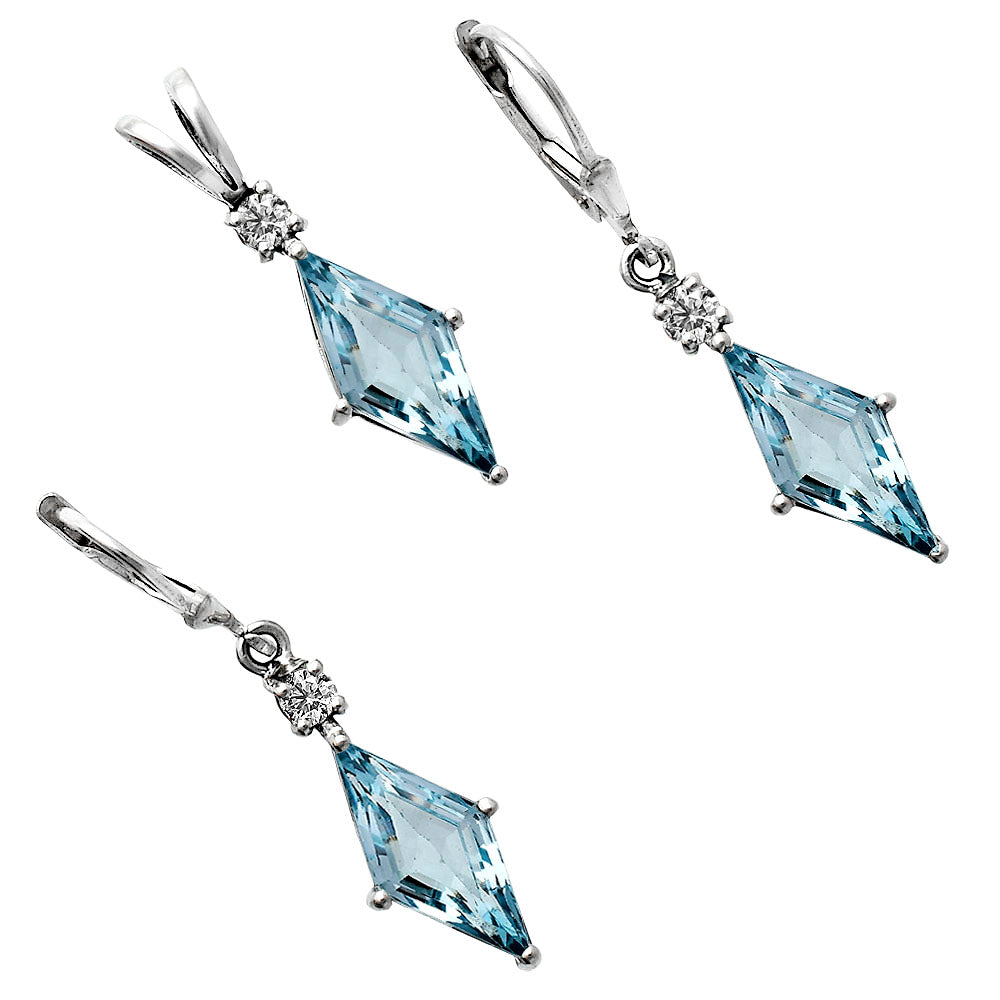 Marquise Gemstone Pendant Earrings Jewelry Set 925 Sterling Silver AGT1005 T-1016-6