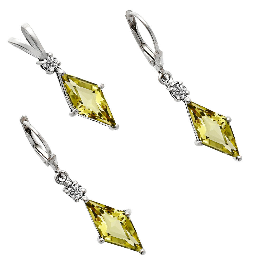 Marquise Gemstone Pendant Earrings Jewelry Set 925 Sterling Silver AGT1005 T-1016-7