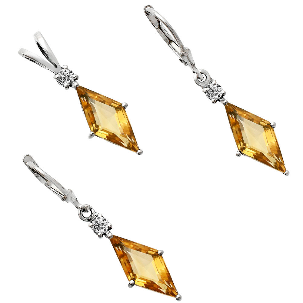 Marquise Gemstone Pendant Earrings Jewelry Set 925 Sterling Silver AGT1005 T-1016-8