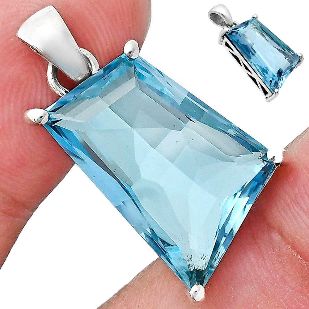 Modern Trapezoid Gemstone Earrings & Pendant Jewelry Set 925 Silver AGT1006 T-1017-3