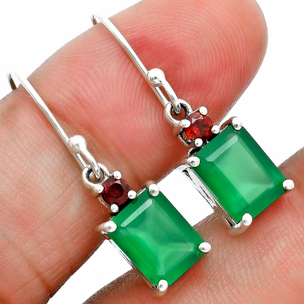 Faceted Rectangle Pendant Earrings Jewelry Set 925 Sterling Silver AGT1009 T-1019-4