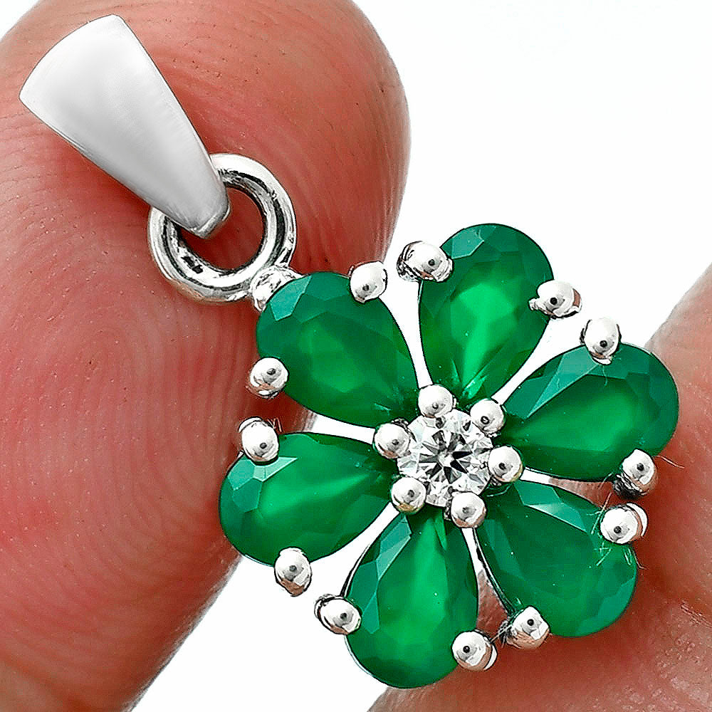 Multi-Gemstone Flower Pendant Earrings Jewelry Set 925 Sterling Silver AGT1011 T-1021-3