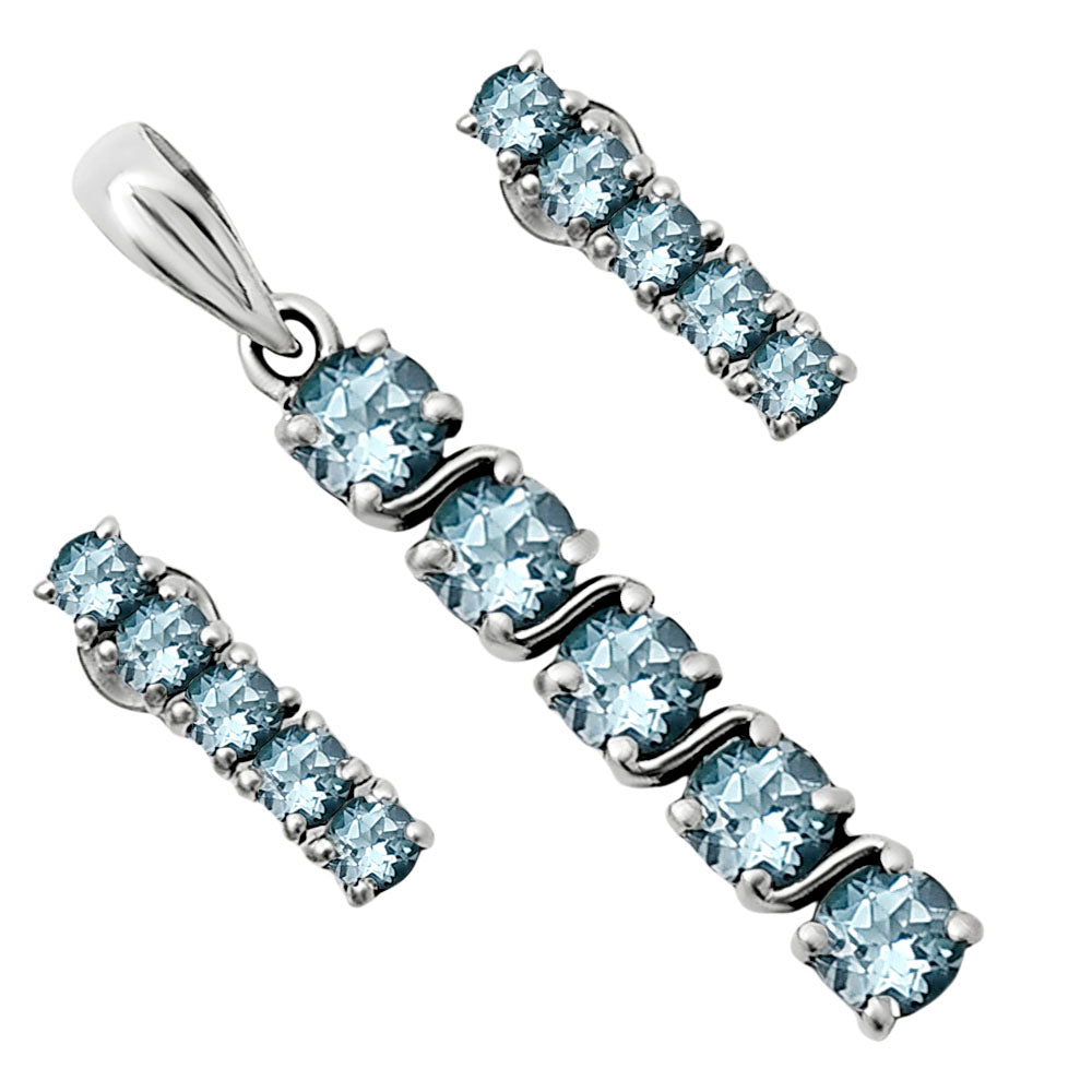 Vertical Gemstone Bar Set 925 Sterling Silver Earrings Pendant Jewelry AGT1013 T-1023-6