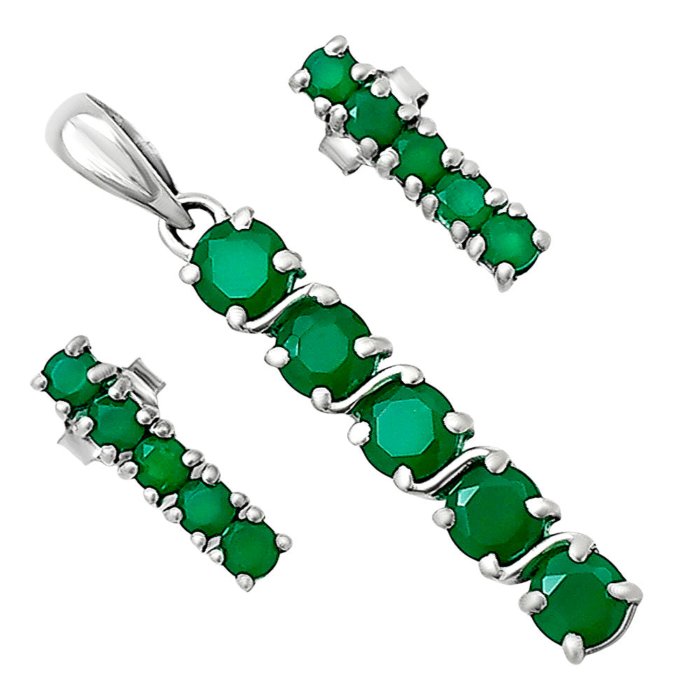 Vertical Gemstone Bar Set 925 Sterling Silver Earrings Pendant Jewelry AGT1013 T-1023-7