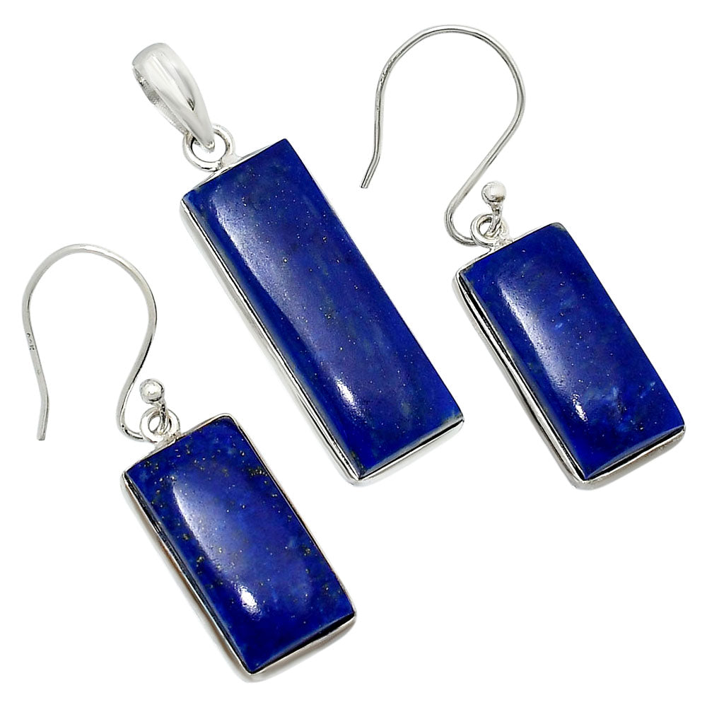 Rectangular Gemstone Jewelry Set 925 Sterling Silver Pendant Earrings AGT1014 T-1001-7