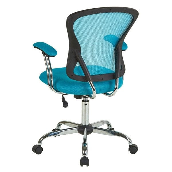 Blue High Back Mesh Office Chair with Padded Armrest-1