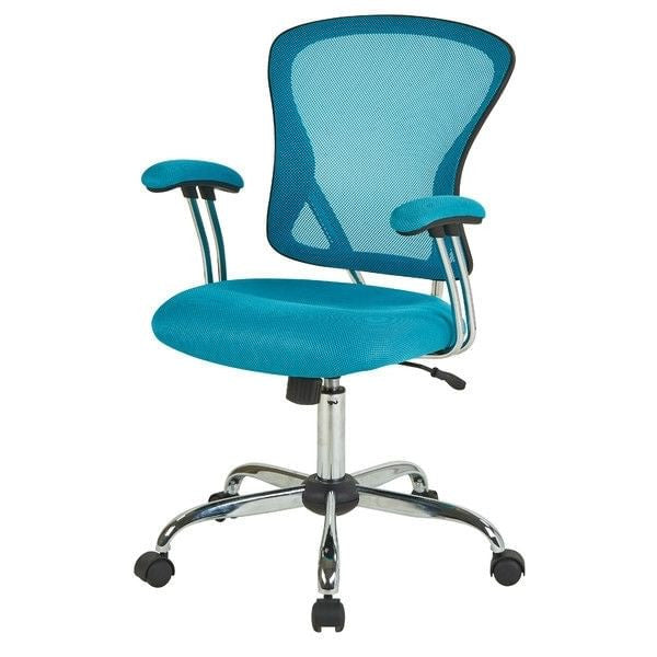 Blue High Back Mesh Office Chair with Padded Armrest-2