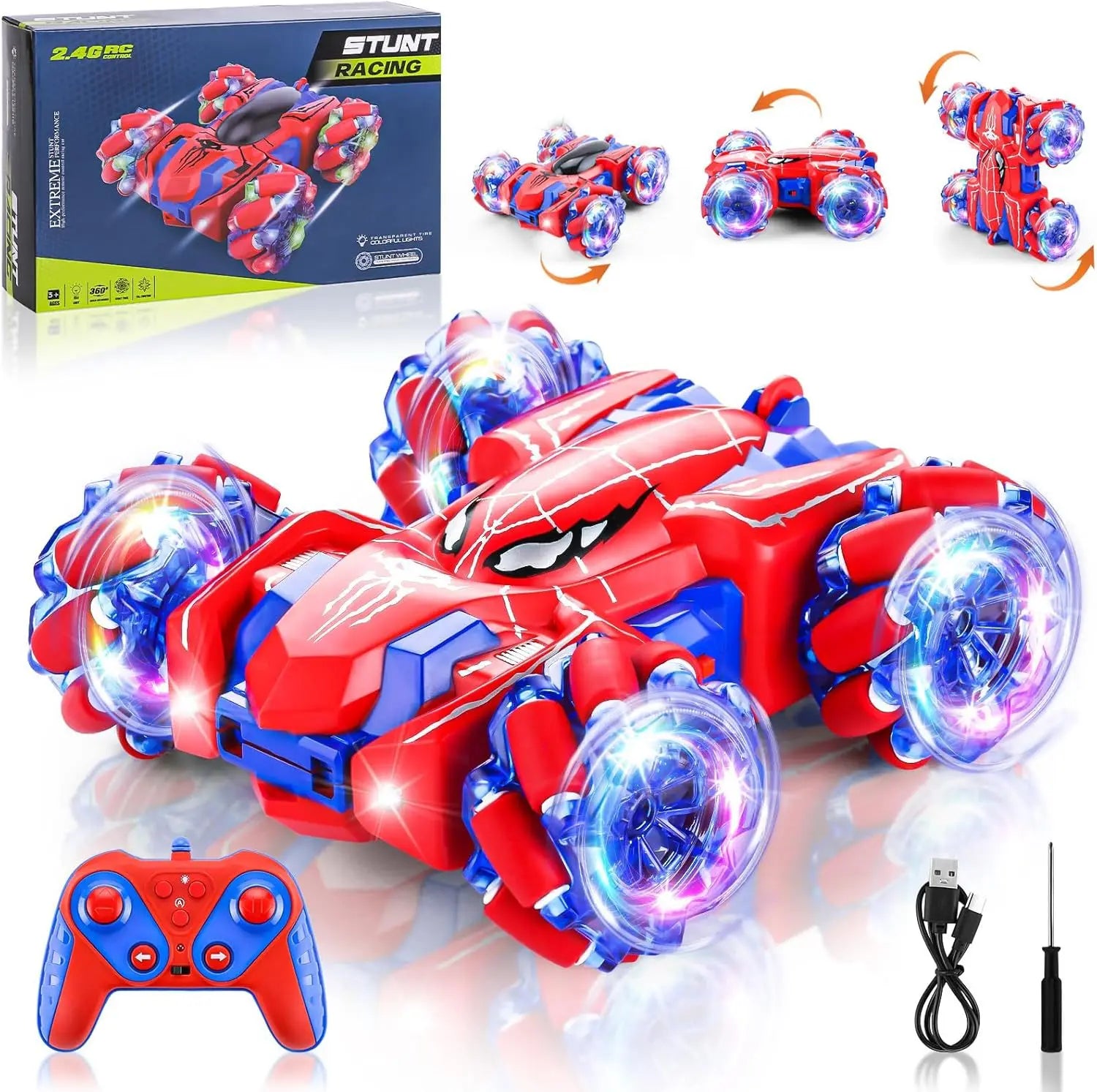 All-Terrain Double-Sided Spider RC Car with 360° Stunt Capabilities