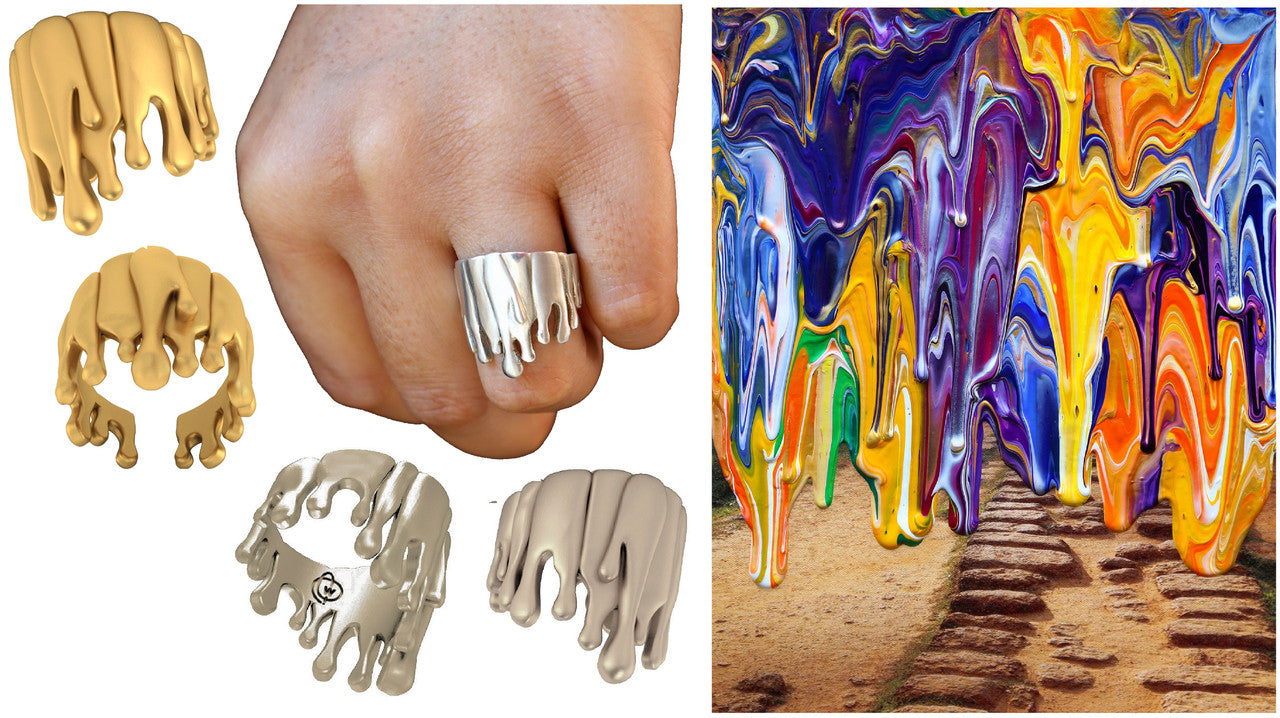 Antonio Wehrli Gravity Paint Drip Ring: Art into Jewelry-Sterling Silver-0