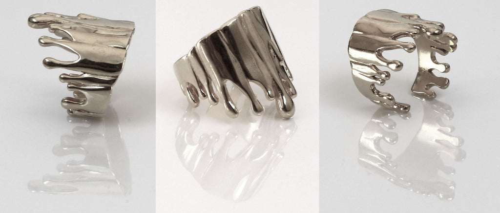 Antonio Wehrli Gravity Paint Drip Ring: Art into Jewelry-Sterling Silver-24