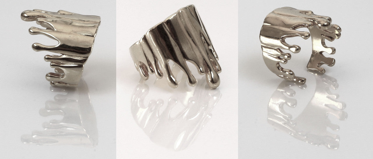 Antonio Wehrli Gravity Paint Drip Ring: Art into Jewelry-Sterling Silver-24