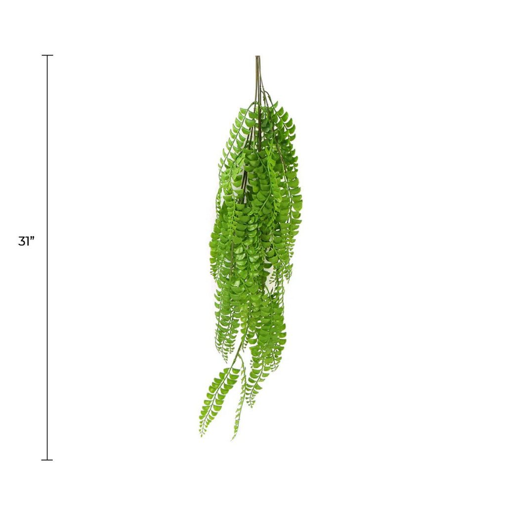 Dark Green Button Fern Artificial Hanging Plant 31in – UV Resistant-1