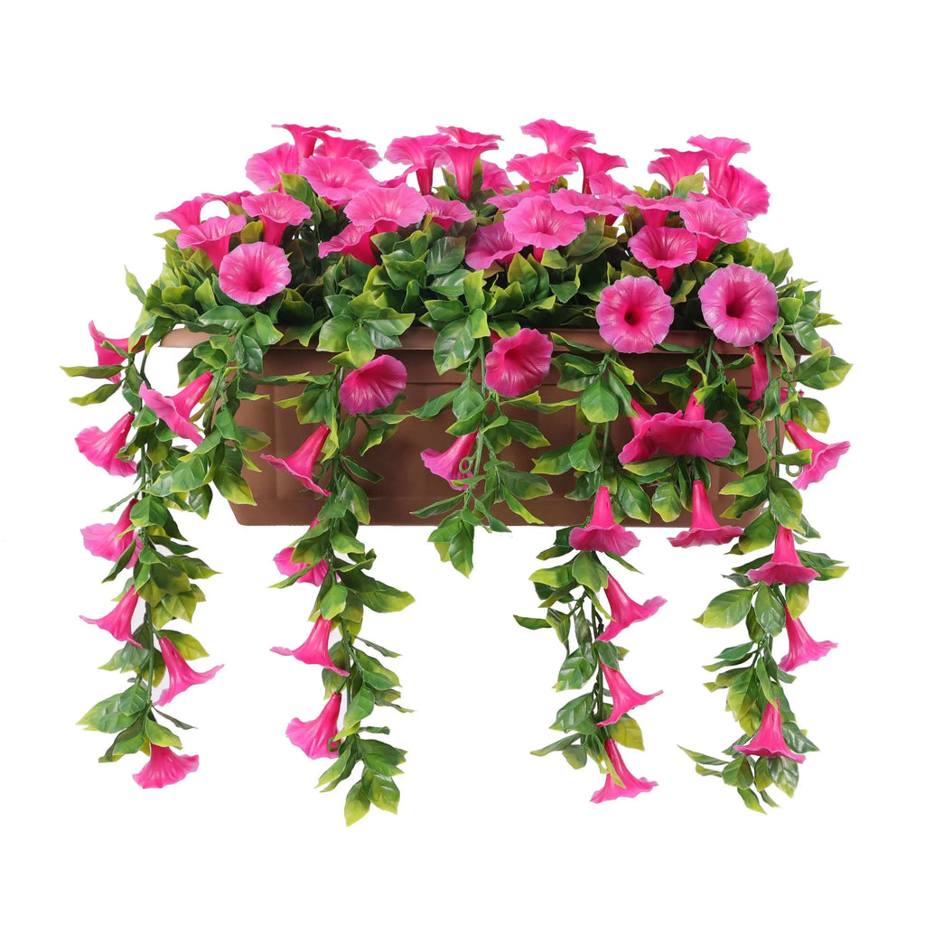 Artificial Window Box Planter – Draping Pink Petunia (20×14in) – UV Resistant-0