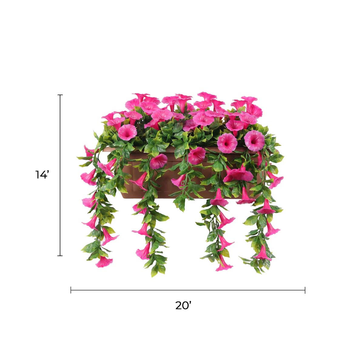 Artificial Window Box Planter – Draping Pink Petunia (20×14in) – UV Resistant-1