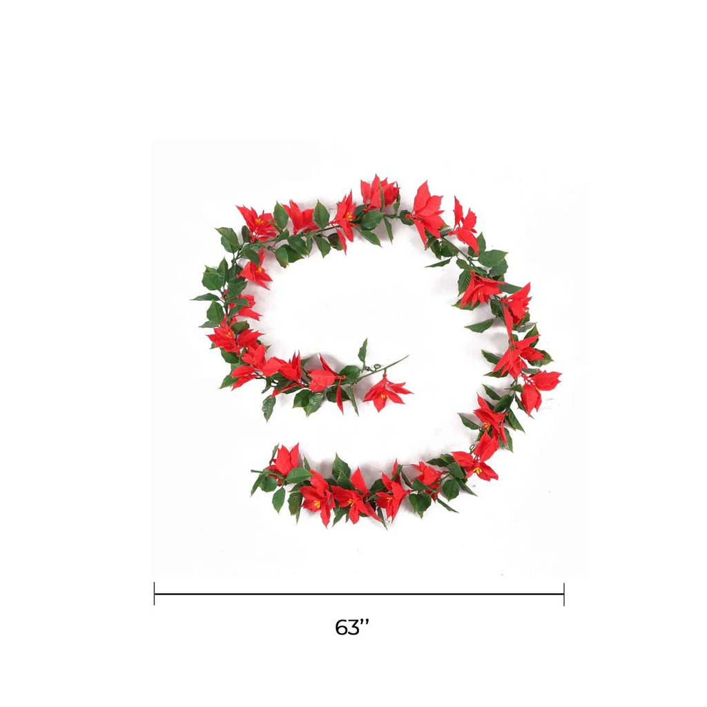 Poinsettia Garland Artificial Hanging Plant 63in – UV Resistant (Interconnectable)-1
