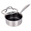 Brentwood 1.5 Quart 3-Ply Hybrid Non-Stick Stainless Steel Saucepan with Tempered Glass Lid-0