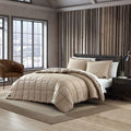 Full/Queen Plush Sherpa Reversible Micro Suede Comforter Set in Beige-0