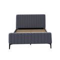 NNEED Bed Frame Double Size Beds Platform Velvet Fabric Grey