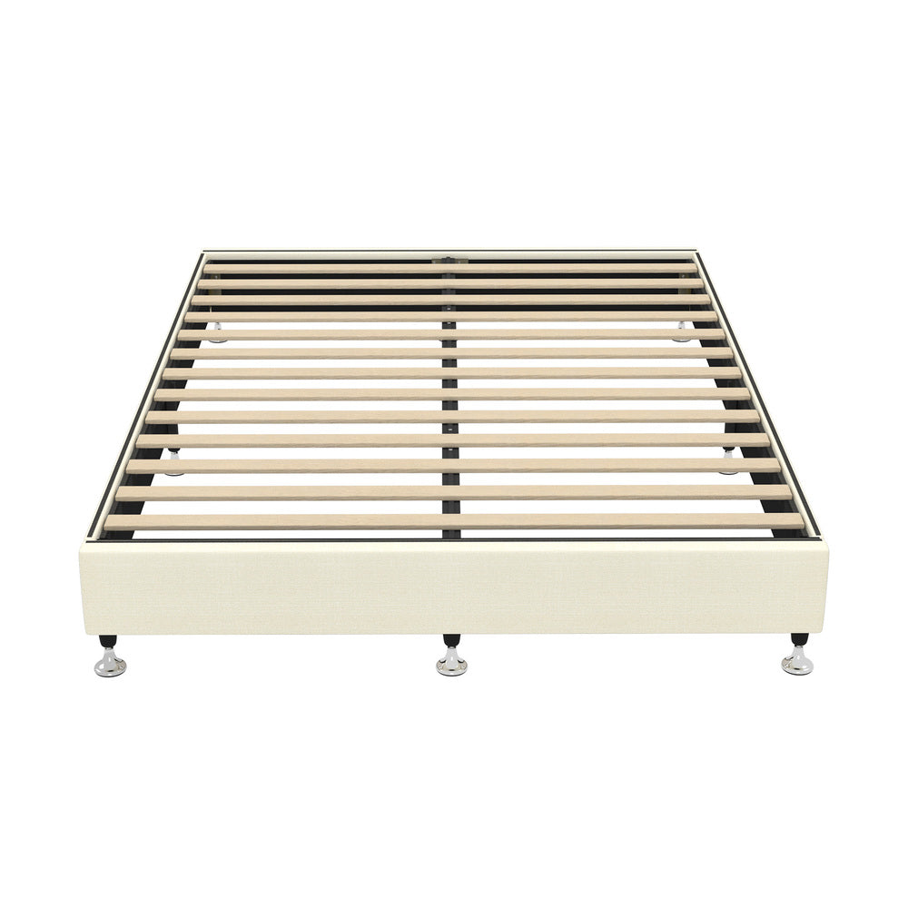 NNEED Bed Frame Queen Size Fabric Beige