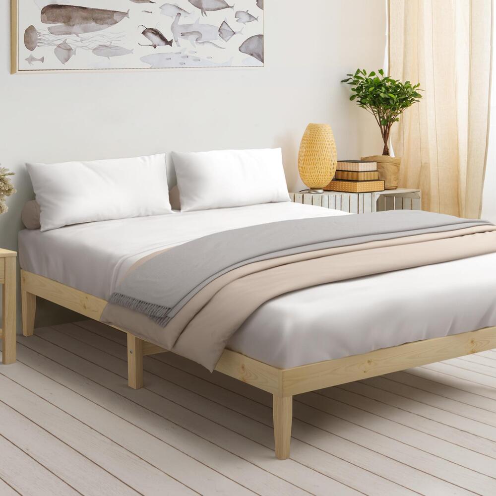 NNEED Bed Frame King Size Pine Wood Bed Base