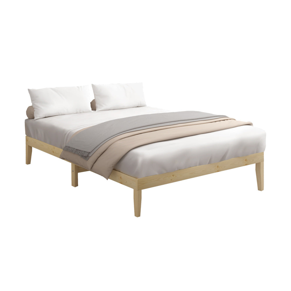 NNEED Bed Frame King Size Pine Wood Bed Base